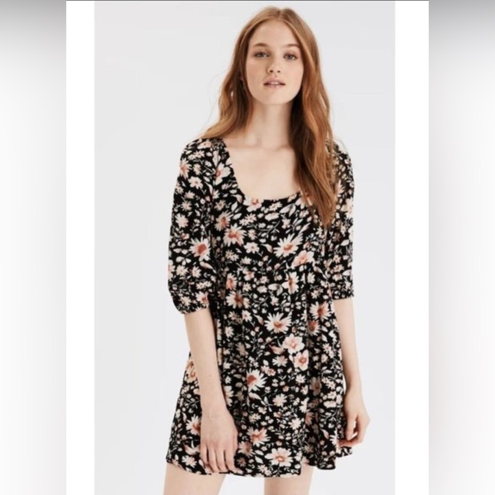 American Eagle Black Floral Dress